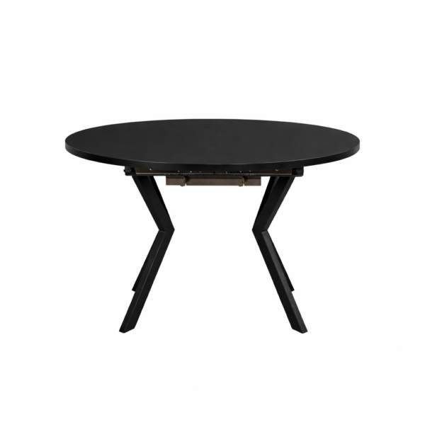 שולחן אוכל עגול נפתח דמוי שיש שחור דגם אלמוס - 8 סועדים