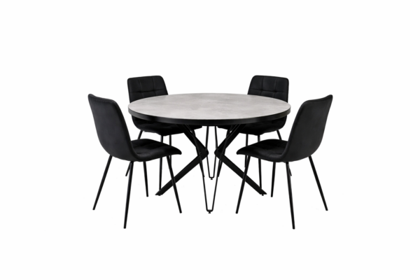 פינת אוכל עגולה נפתחת דמוי בטון דגם רפאלו + 6 כסאות - 10 סועדים