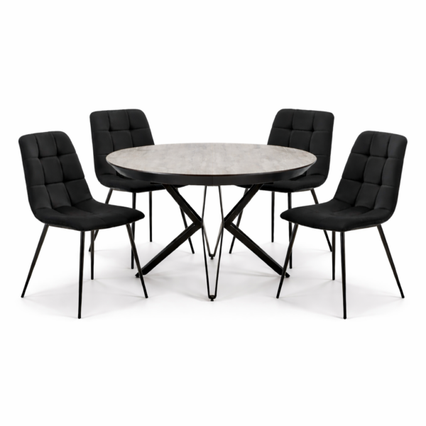 פינת אוכל עגולה נפתחת דמוי בטון דגם רפאלו + 6 כסאות - 10 סועדים