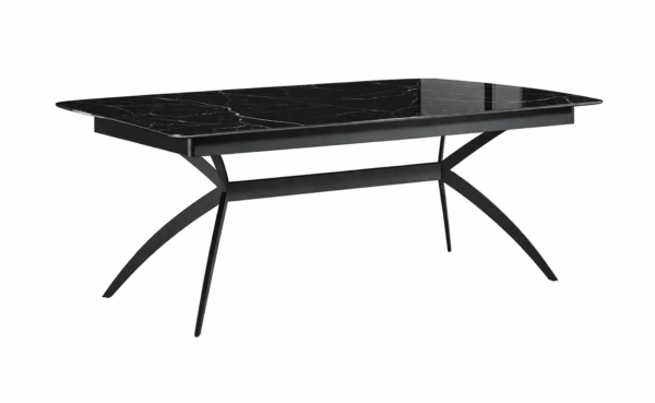 שולחן אוכל מלבני דמוי שיש שחור מבריק דגם קונקורד - 14 סועדים