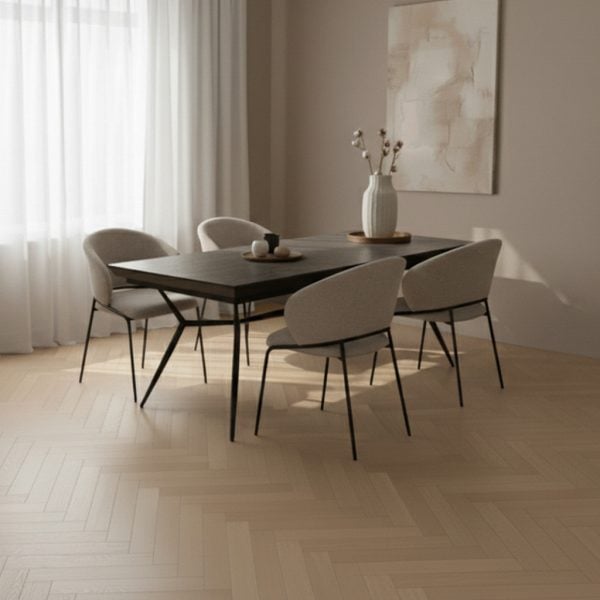 פינת אוכל מלבנית דגם לארגו דמוי בטון + 6 כסאות - 18 סועדים