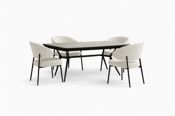 פינת אוכל מלבנית דגם לארגו דמוי בטון + 6 כסאות - 18 סועדים