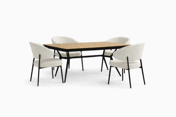 פינת אוכל מלבנית דגם לארגו דמוי עץ טבעי + 6 כסאות דגם סנדרין - 18 סועדים