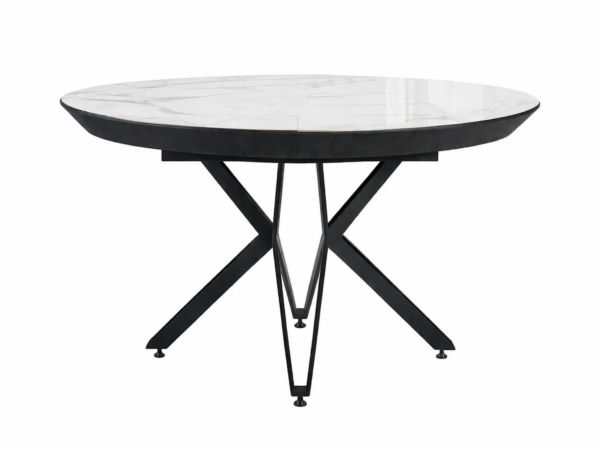 שולחן אוכל לבן נפתח דמוי שיש לבן מבריק דגם רפאלו - 10 סועדים