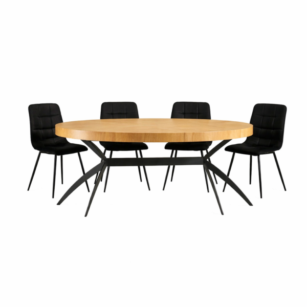 פינת אוכל אובלית דגם רודה עץ טבעי +6 כסאות - 16 סועדים