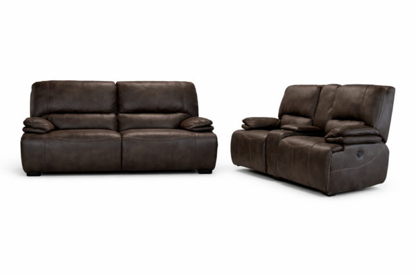 מערכת ישיבה 3+2 עם ריקליינרים חשמליים דגם סלאזור בבד חום