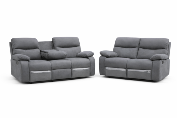 מערכת ישיבה עם ריקליינרים 3+2 דגם אמברוס אפור כהה