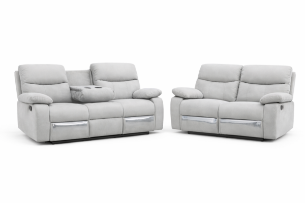 מערכת ישיבה עם ריקליינרים 3+2 דגם אמברוס אפור בהיר