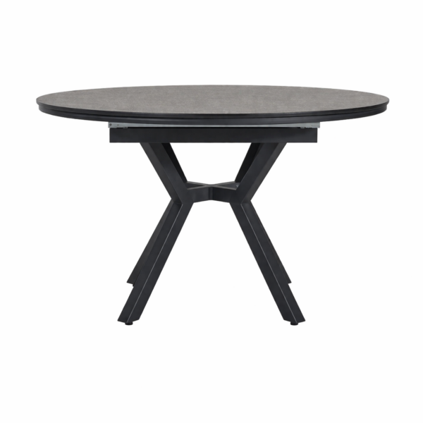 שולחן אוכל עגול נפתח דמוי שיש שחור דגם לונגו - 10 סועדים