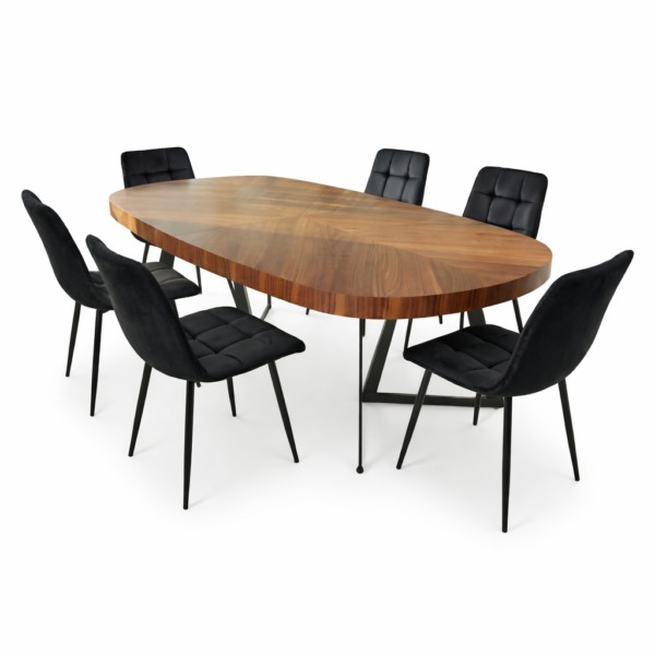 פינת אוכל מלבנית דגם רוק אגוז אמריקאי +6 כסאות - 16 סועדים