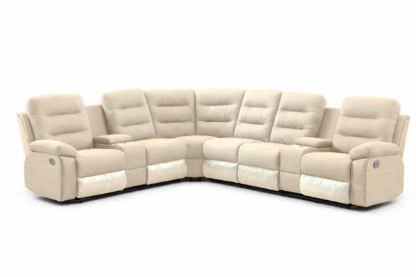 סלון פינתי מודולרי עם ריקליינרים דגם קולין דמוי עור בשלושה צבעים