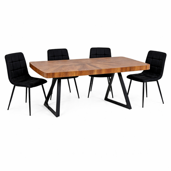 פינת אוכל מלבנית דגם רוק אגוז אמריקאי +6 כסאות - 16 סועדים