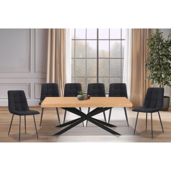 פינת אוכל נפתחת עץ טבעי דגם אסטריד + 6 כסאות