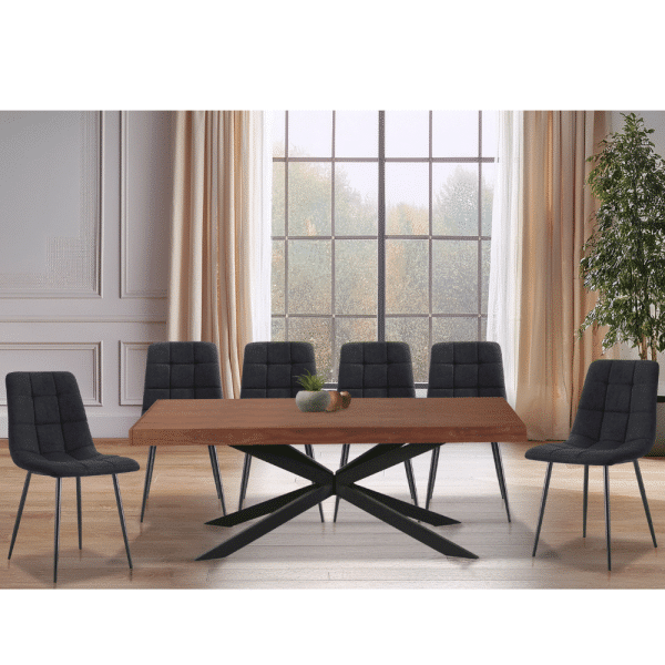 פינת אוכל נפתחת אגוז אמריקאי דגם אסטריד + 6 כסאות