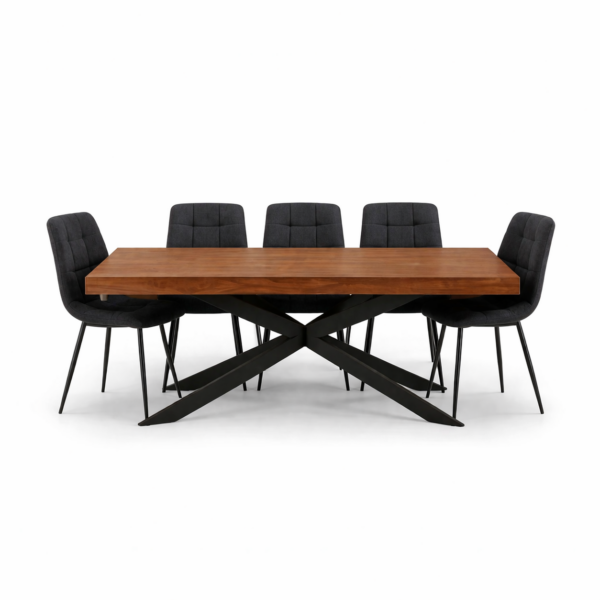 פינת אוכל נפתחת אגוז אמריקאי דגם אסטריד + 6 כסאות