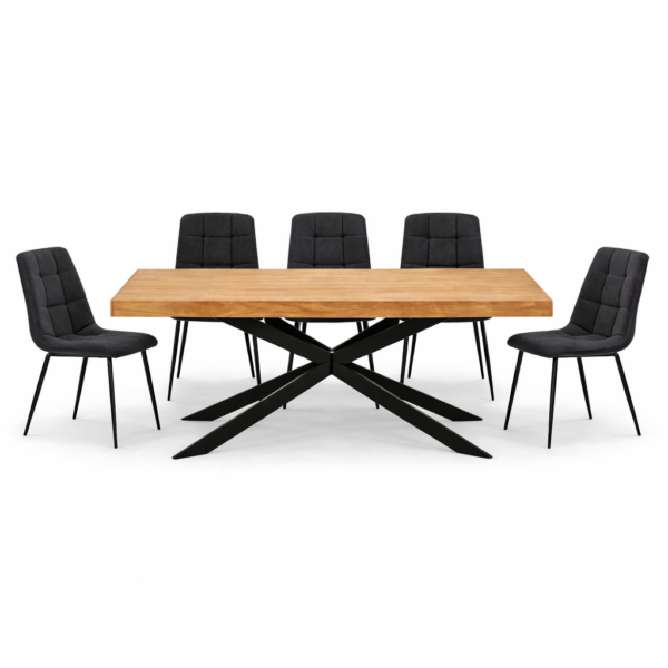 פינת אוכל נפתחת עץ טבעי דגם אסטריד + 6 כסאות