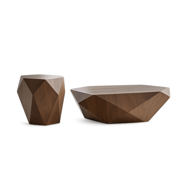 סט שולחנות מעוצבים דגם טריי - אגוז אמריקאי