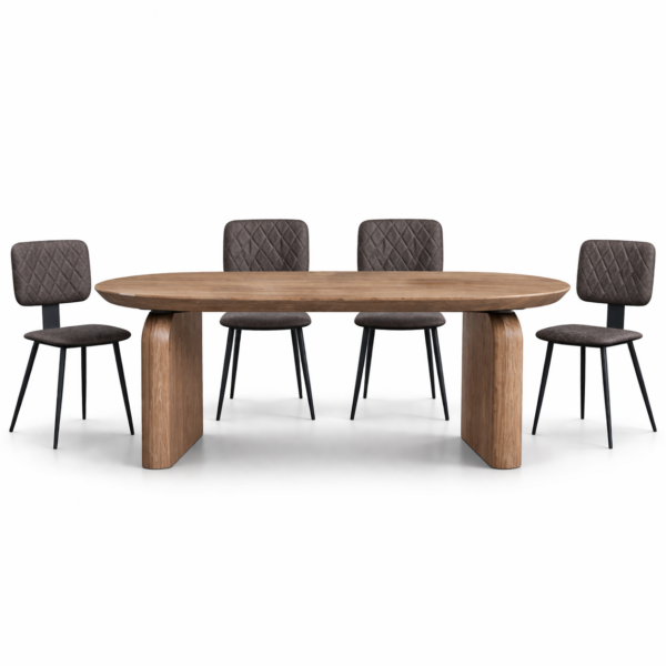 פינת אוכל אובלית נפתחת דגם טומסו+ 6 כיסאות - אלון טבעי - 12 סועדים