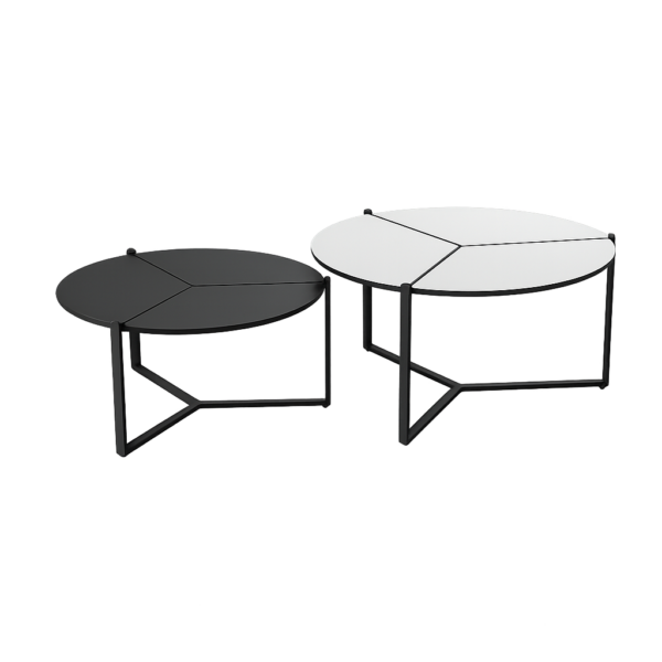 סט שולחנות מעוצבים דגם בונסאי - דמוי שיש לבן