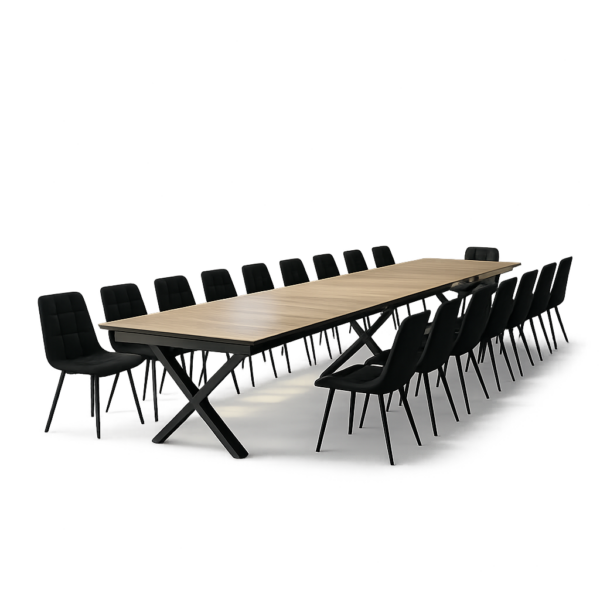 פינת אוכל דגם גרניטו דמוי עץ טבעי + 6 כסאות - 24 סועדים