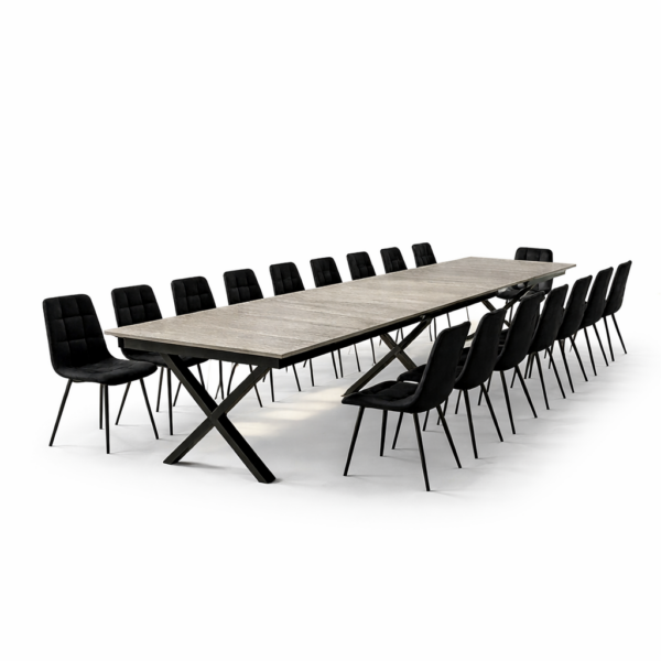 פינת אוכל דגם גרניטו דמוי בטון + 6 כסאות - 24 סועדים