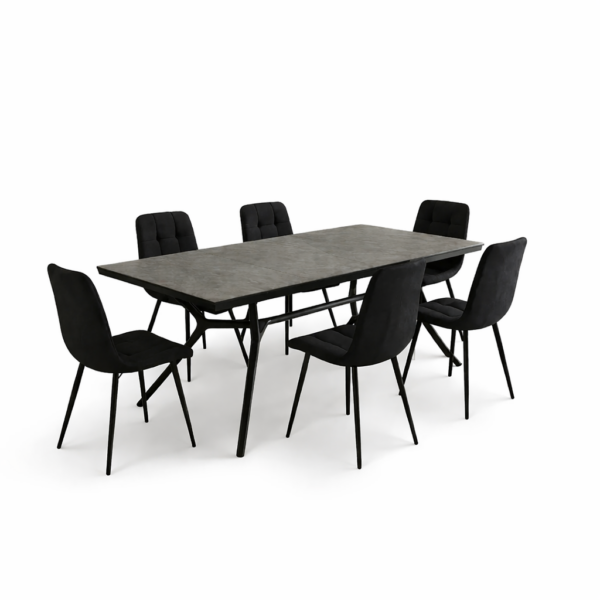 פינת אוכל דגם ורנו דמוי בטון + 6 כסאות - 18 סועדים