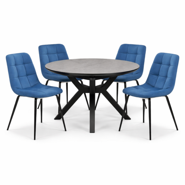 פינת אוכל דגם ברונו דמוי אבן אפור + 6 כסאות סנדרין - 12 סועדים