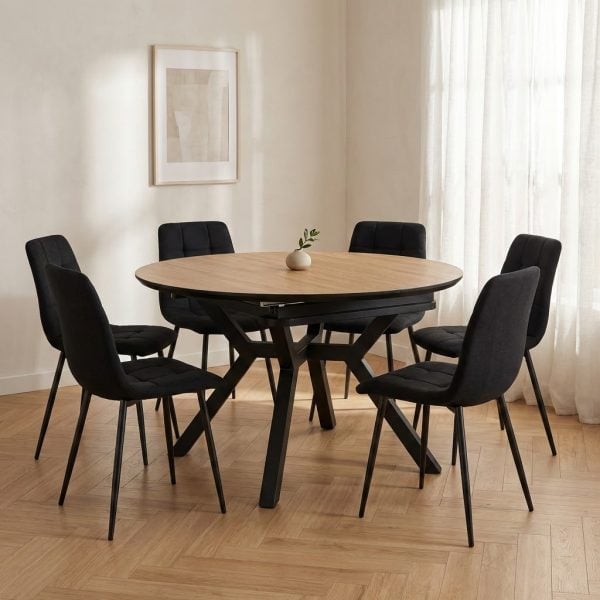 פינת אוכל דגם ברונו דמוי עץ טבעי + 6 כסאות - 12 סועדים