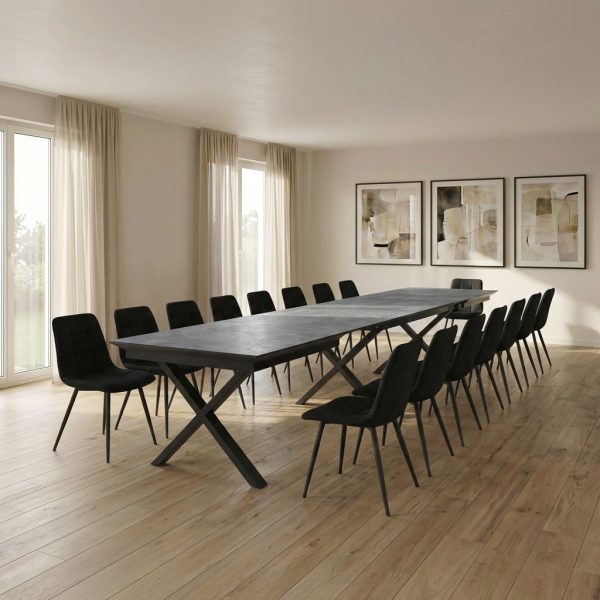 פינת אוכל דגם גרניטו דמוי בטון + 6 כסאות - 24 סועדים