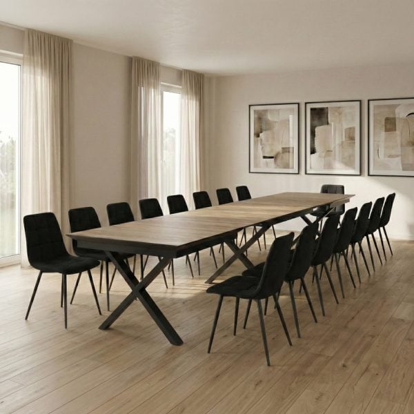 פינת אוכל דגם גרניטו דמוי עץ טבעי + 6 כסאות - 24 סועדים