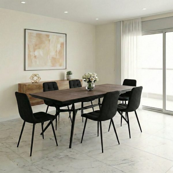 פינת אוכל דגם ורנו דמוי ברונזה + 6 כסאות - 18 סועדים