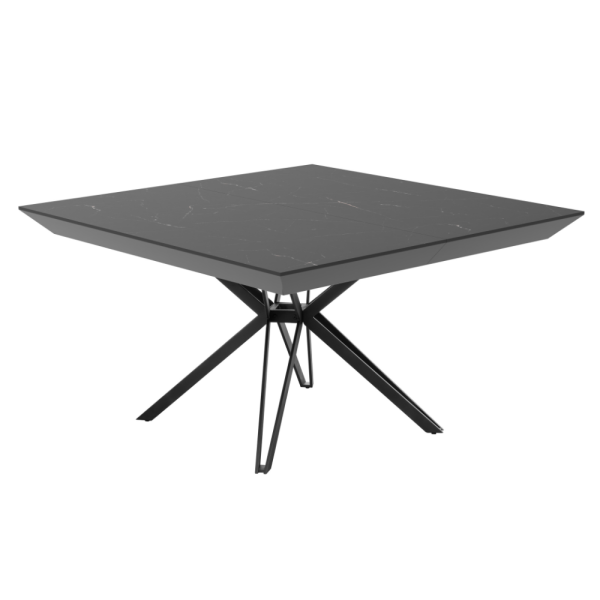 שולחן אוכל מרובע נפתח דגם טיבו - דמוי שיש שחור