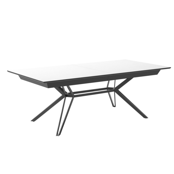 שולחן אוכל נפתח דגם נוברטו - דמוי שיש לבן