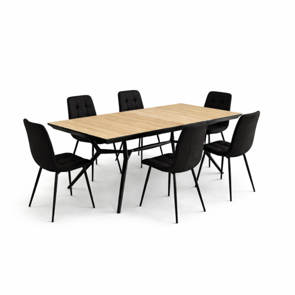 פינת אוכל דגם ורנו דמוי עץ טבעי + 6 כסאות - 18 סועדים