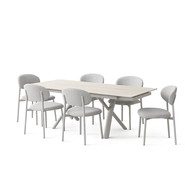 פינת אוכל דגם ראדו טרוונטין + 6 כסאות סנדרין - 10 סועדים