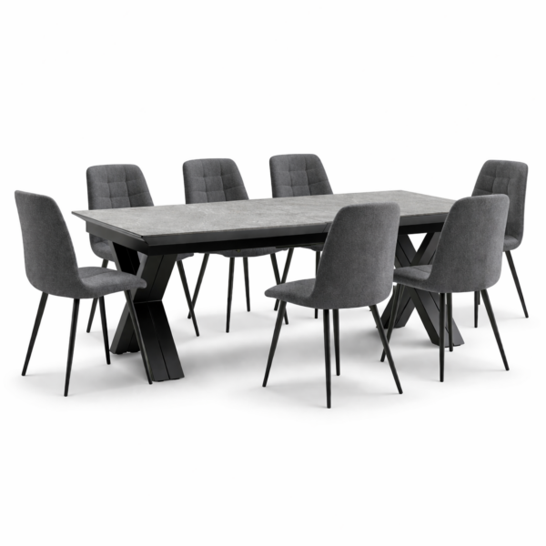 פינת אוכל דגם גרניטו דמוי בטון + 6 כסאות - 24 סועדים