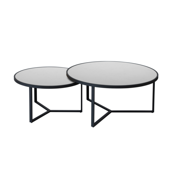 סט שולחנות מעוצבים דגם פוליו - דמוי שיש לבן