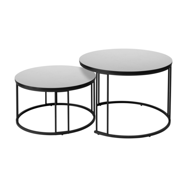 סט שולחנות תואם דגם ריבן - דמוי שיש לבן