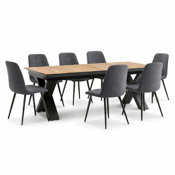 פינת אוכל דגם גרניטו דמוי עץ טבעי + 6 כסאות - 24 סועדים